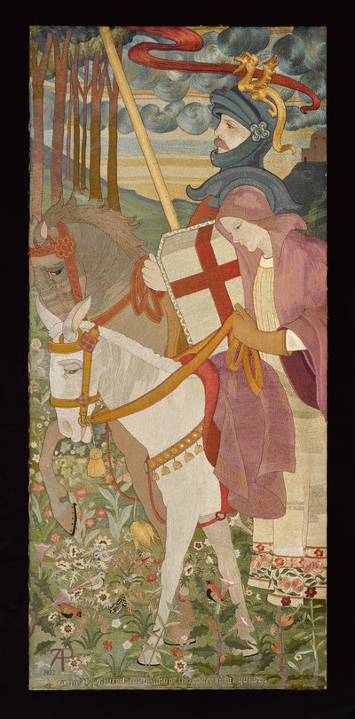 St. George, The Red Cross Knight Riding With Una, 1907 (embroidery) by Phoebe Anna Traquair